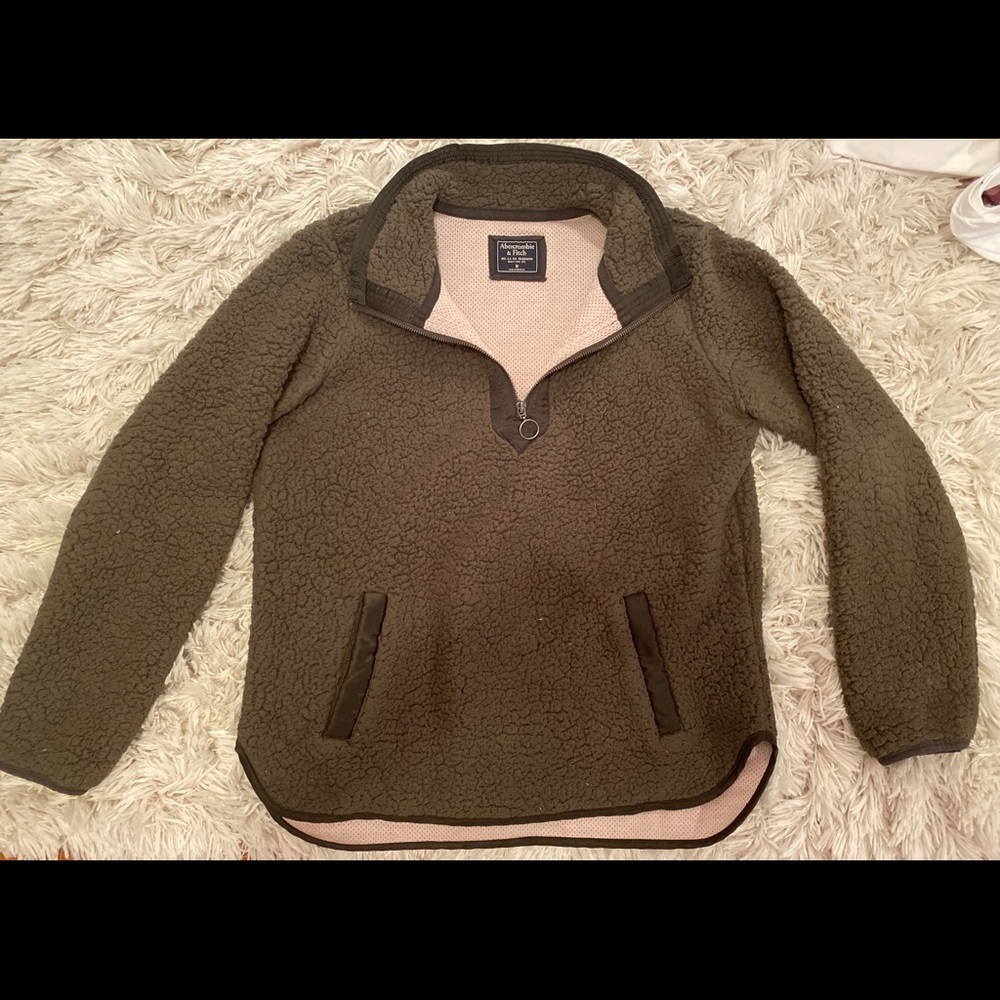 Abercrombie and fitch sherpa quarter zip (green)